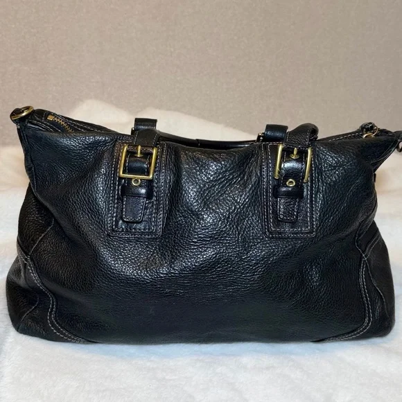 Coach Hamilton Large Black Leather Satchel Bag F12444 - Picture 4 of 11